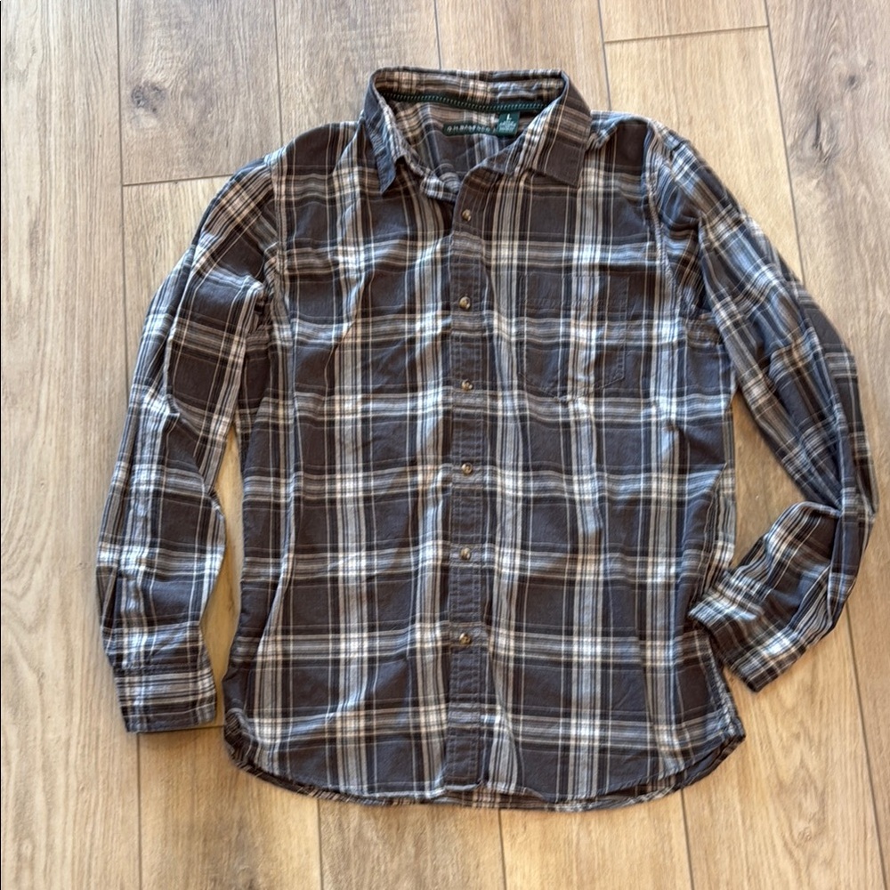 Men's Plaid Shirt - Black and Gray